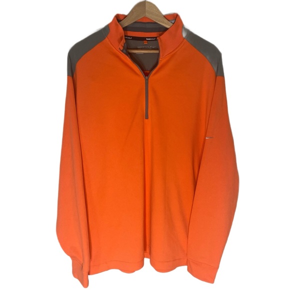 Nike Golf Tour Performance DRI-FIT 1/4 Zip Orange Pullover Sweatshirt Mens XL - Picture 1 of 9
